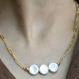Flattened Pearl necklace