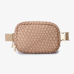 woven belt bag in taupe