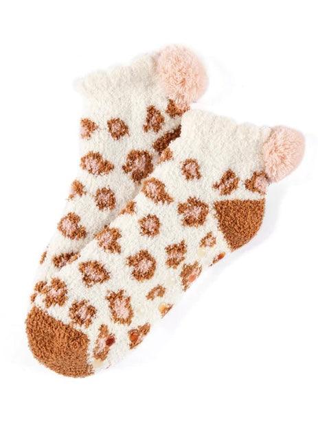 Slippin' In Sherpa Socks Leopard - Alden+Rose LLC