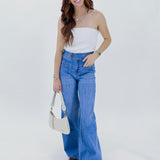 Wide leg blue denim