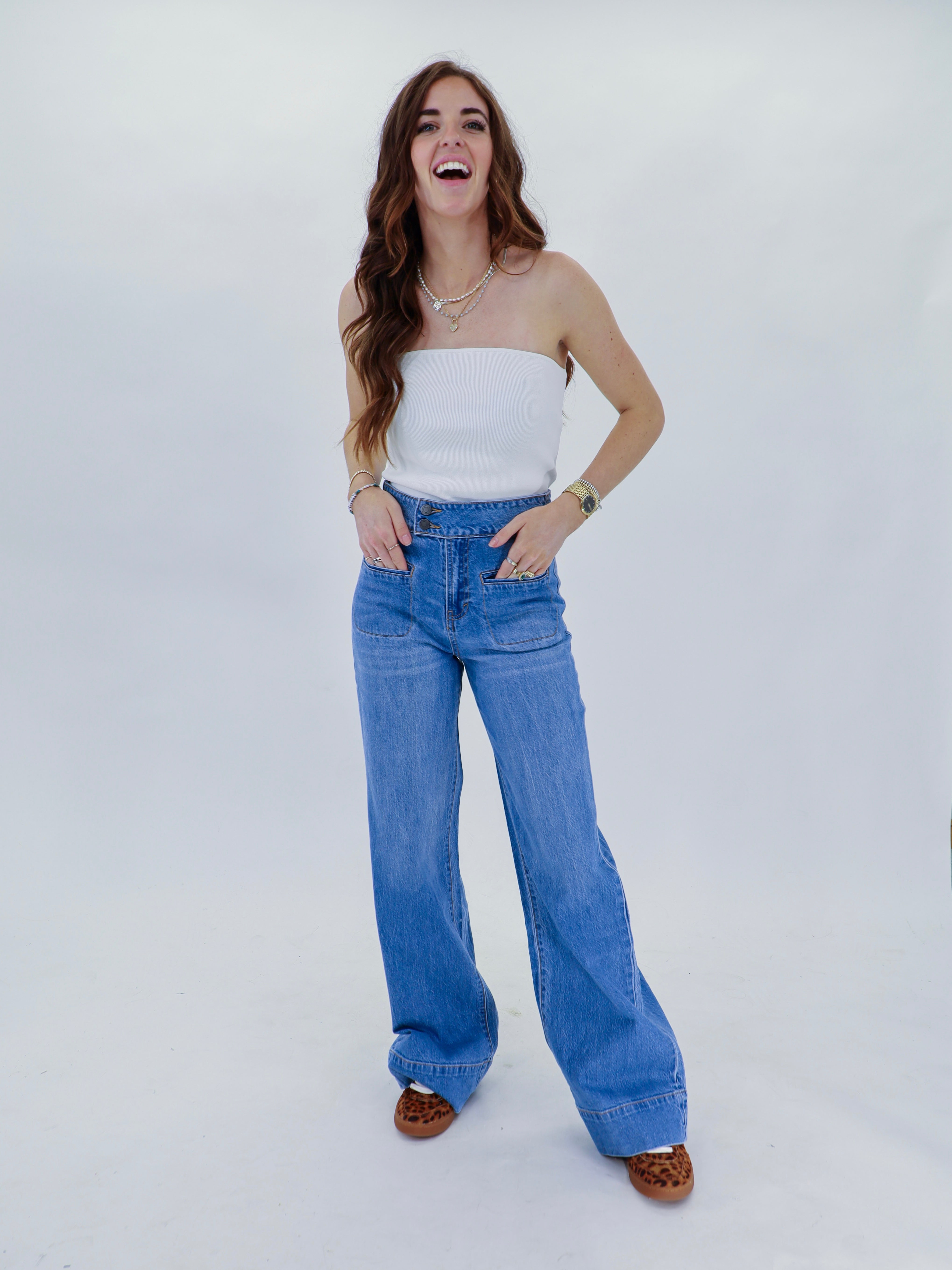 Double button denim