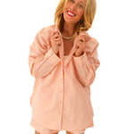 Oversized pink button up