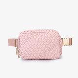 woven belt bag in pink