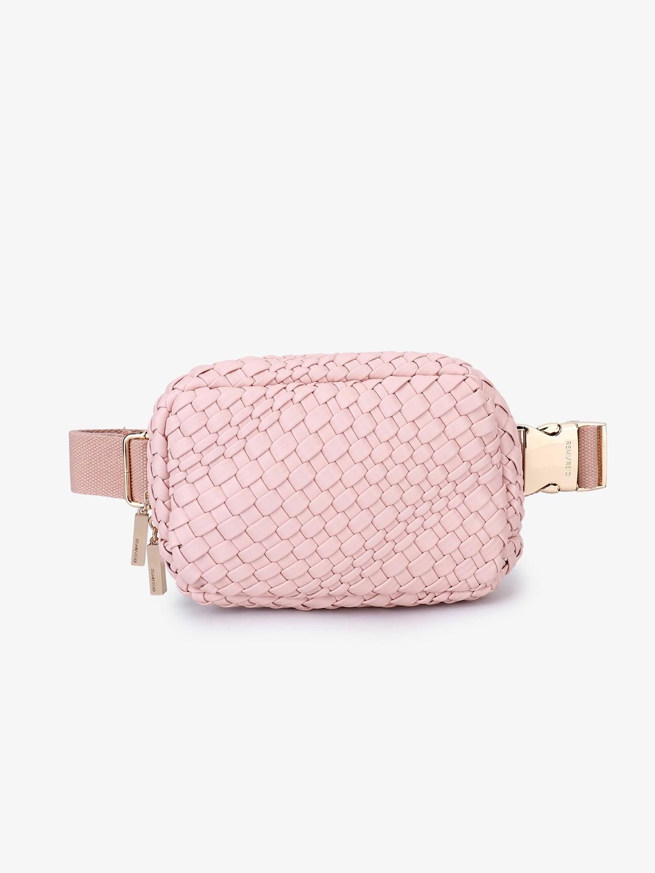 woven belt bag in pink