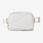 woven belt bag in white