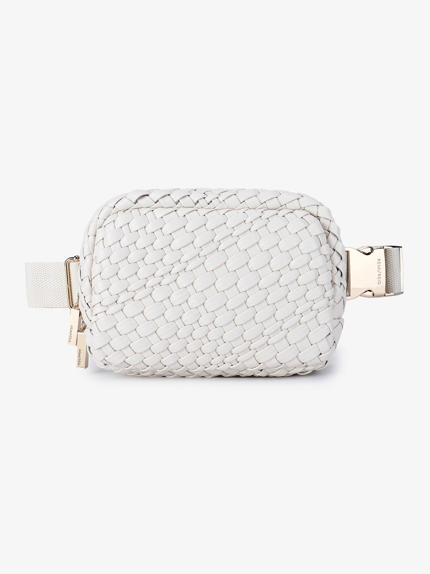 woven belt bag in white