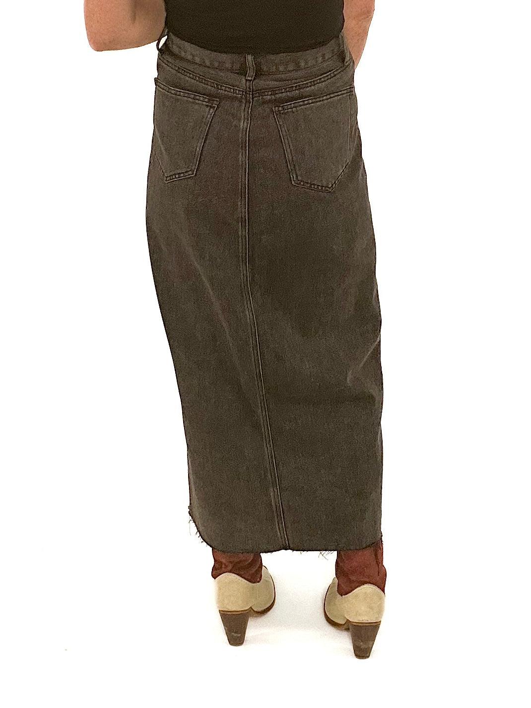 simple long black demin skirt