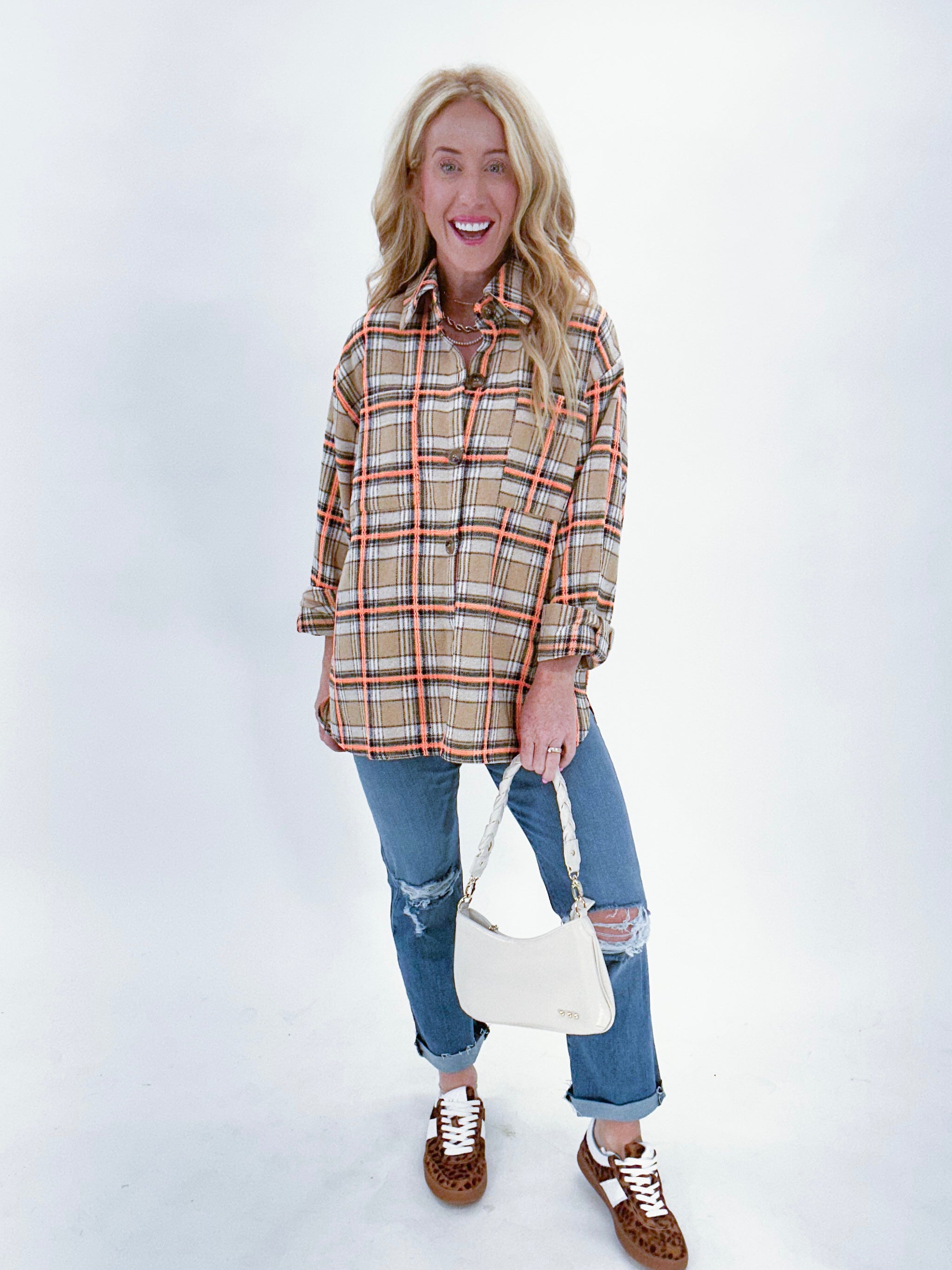Orange and tan flannel