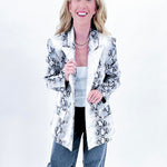 Black and white animal print blazer
