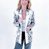 Black and white animal print blazer