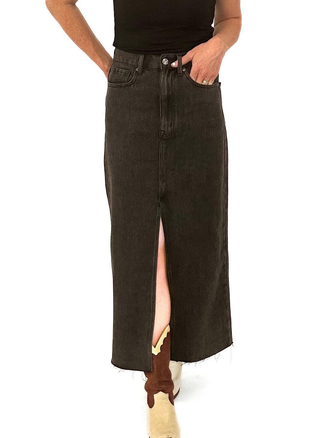 long black skirt with front slit