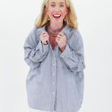Navy N' Striped Button Down