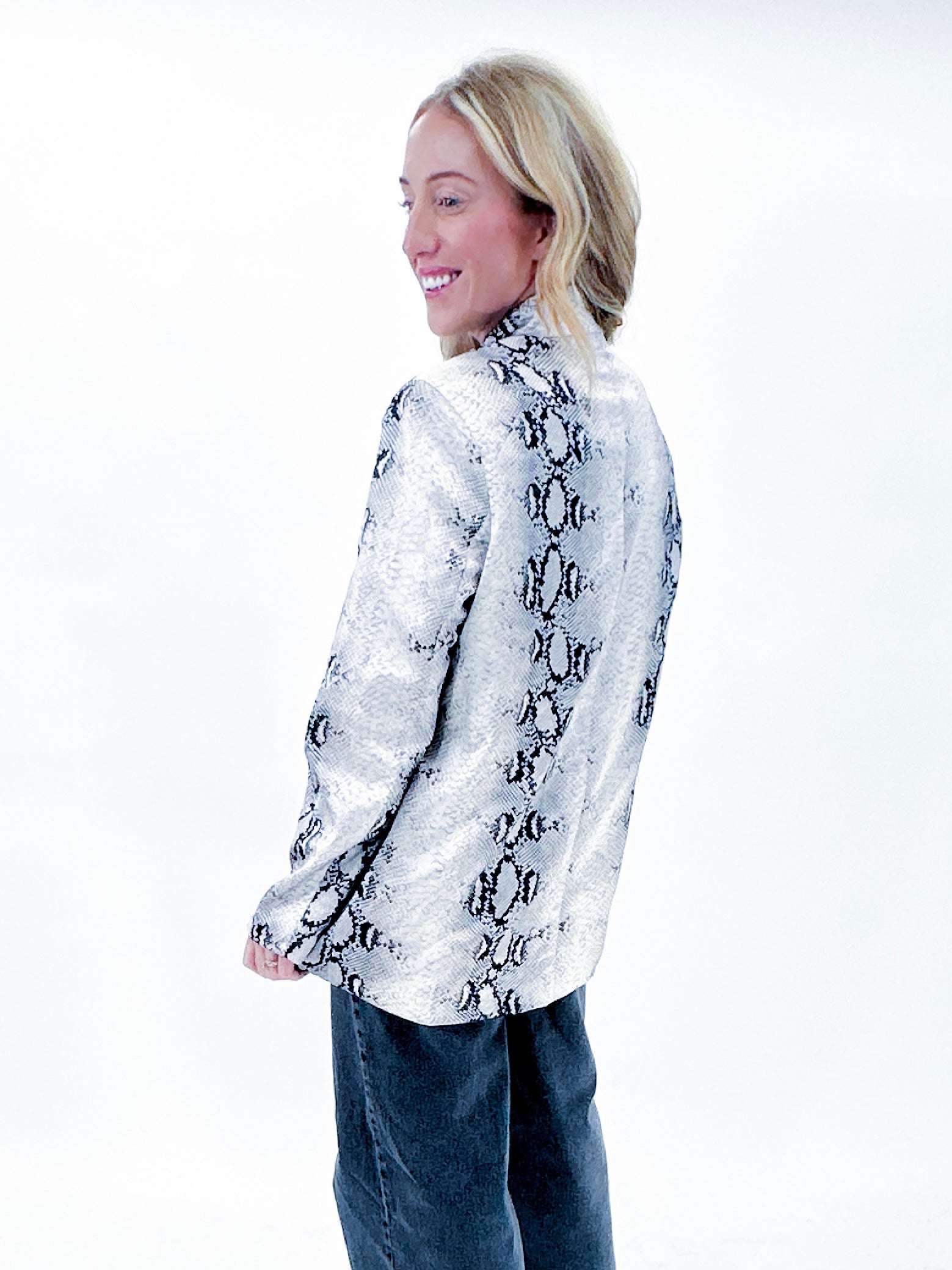 Black and white blazer