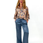 blue satin pant