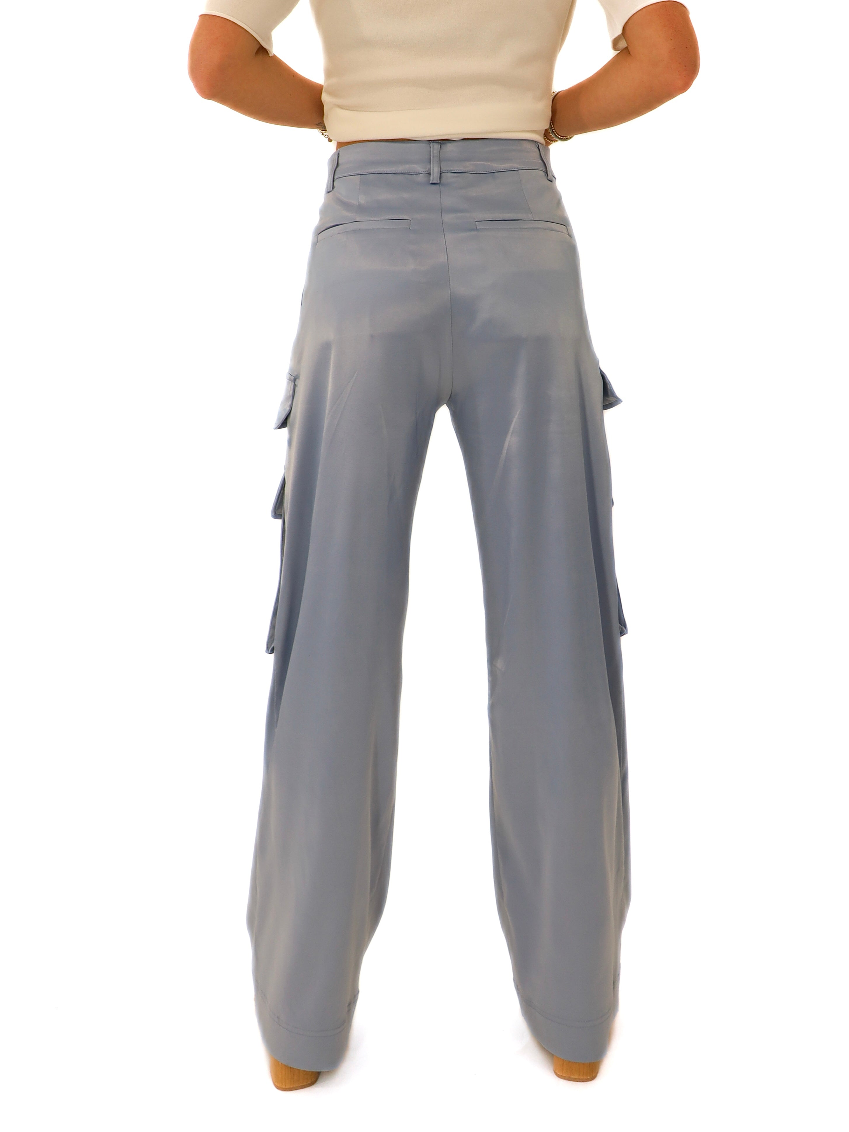 Blue satin pant