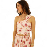 One shoulder floral top
