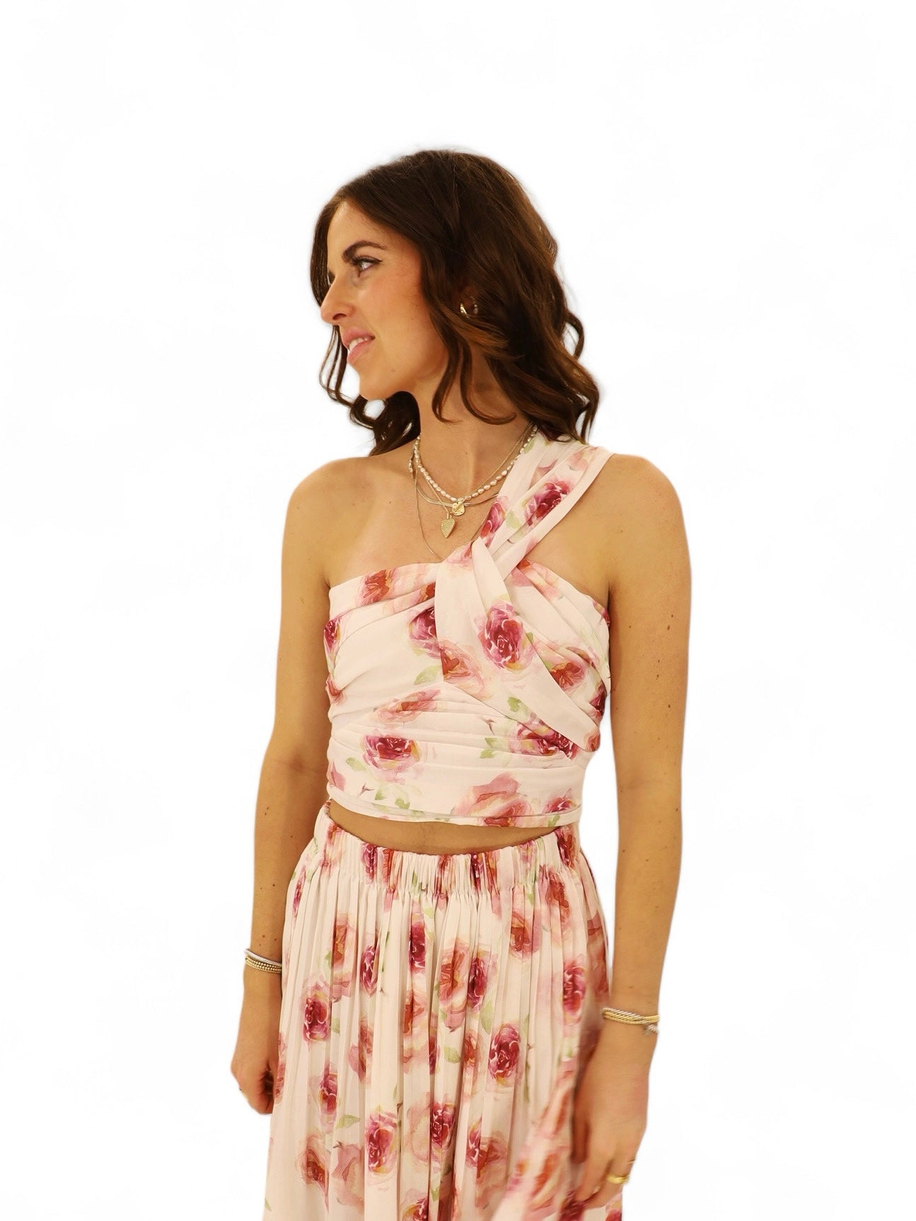One shoulder floral top