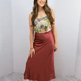 Dusky Satin Slip Skirt