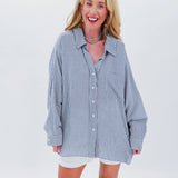 Navy N' Striped Button Down