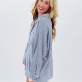 Navy N' Striped Button Down