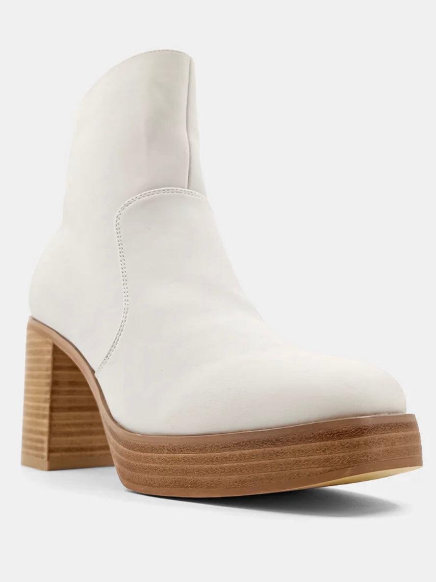 Cream heeled boot