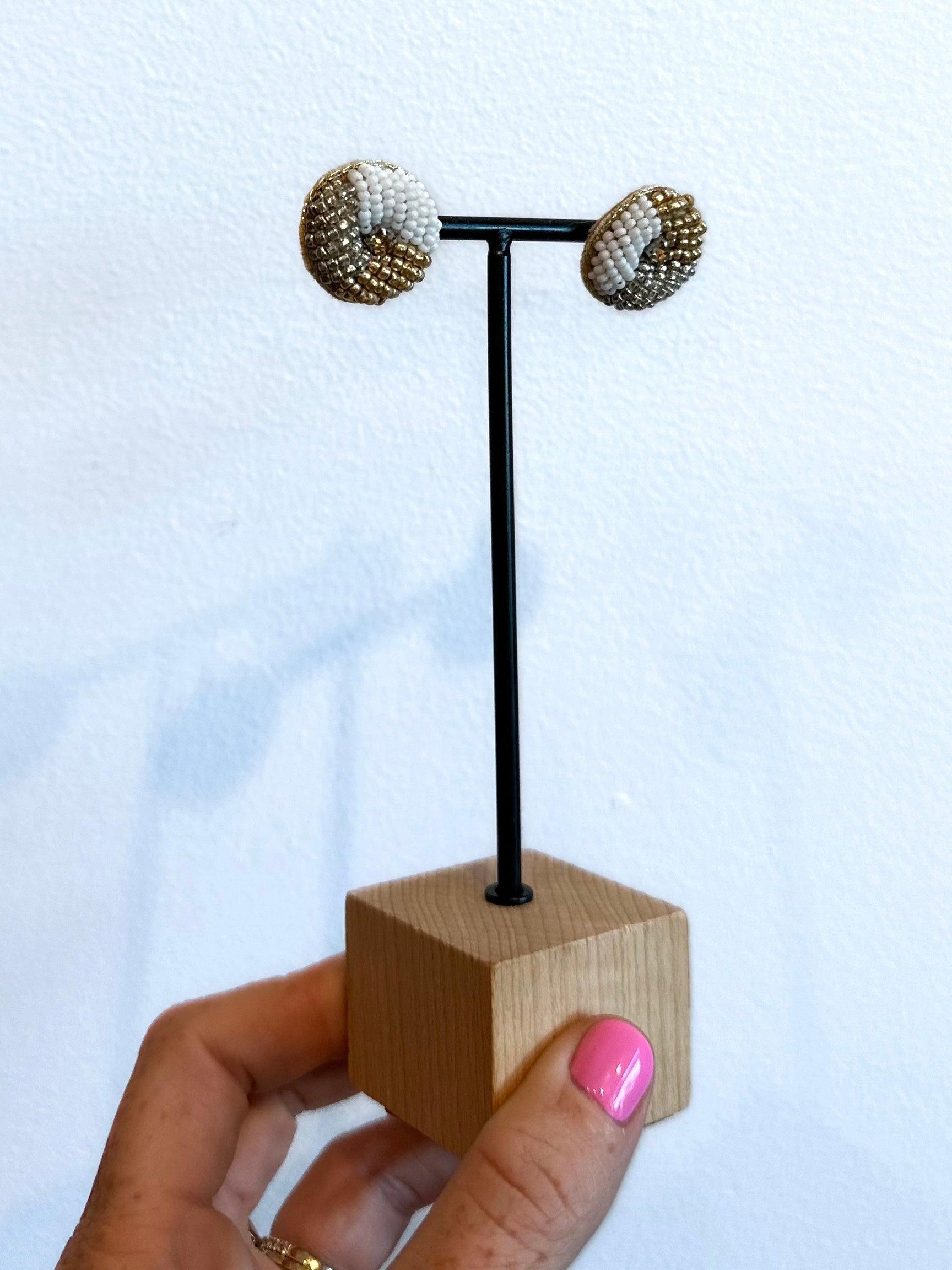 Fancy Button Stud Earring - Alden+Rose LLC
