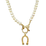 Horseshoe Charm & Pearl Necklace - Alden+Rose LLC