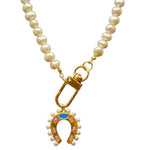 Horseshoe Pink & Blue Charm Necklace - Alden+Rose LLC