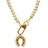 Horseshoe Pink & Blue Charm Necklace - Alden+Rose LLC
