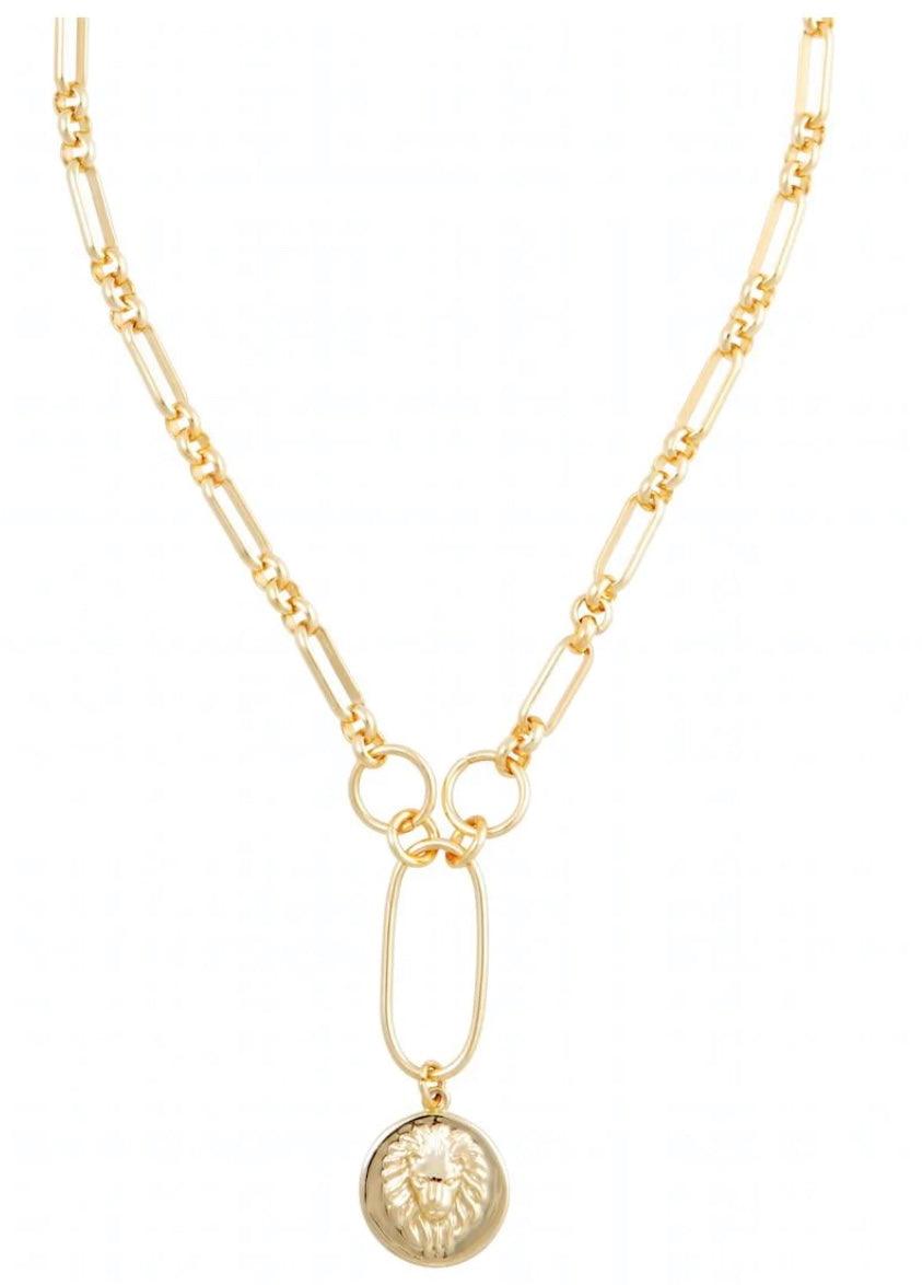 Zoe Lion Medallion Lariat - Alden+Rose LLC