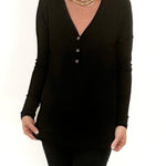 Basic Henley Thermal In Black - Alden+Rose LLC 