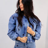 Giving Floral Denim Jacket