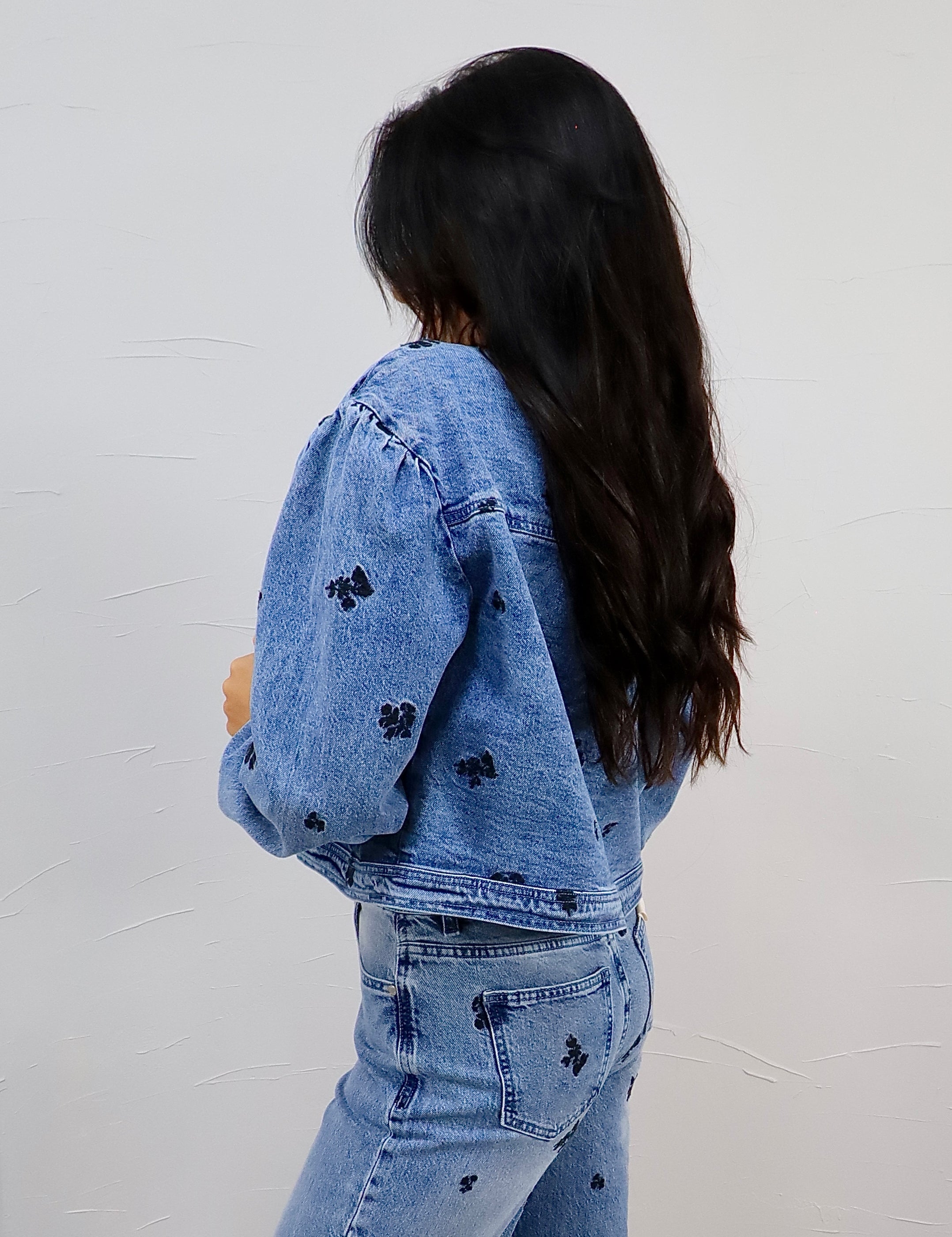 Giving Floral Denim Jacket