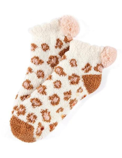 Slippin' In Sherpa Socks Leopard - Alden+Rose LLC 