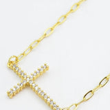 Side Gold Cross Necklace