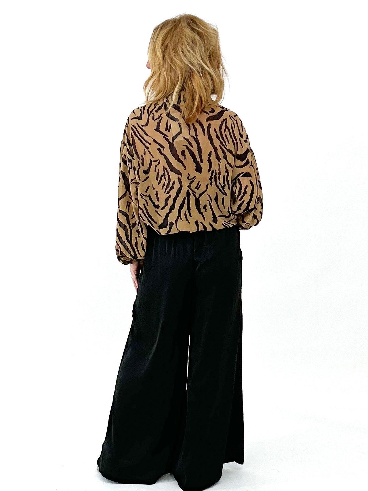 satin animal print blouse 