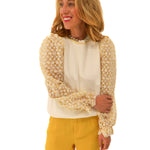 Ruffled sleeve spring sweater 