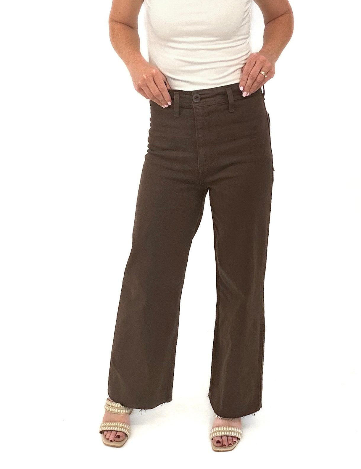 wide leg raw hemmed edge pant 