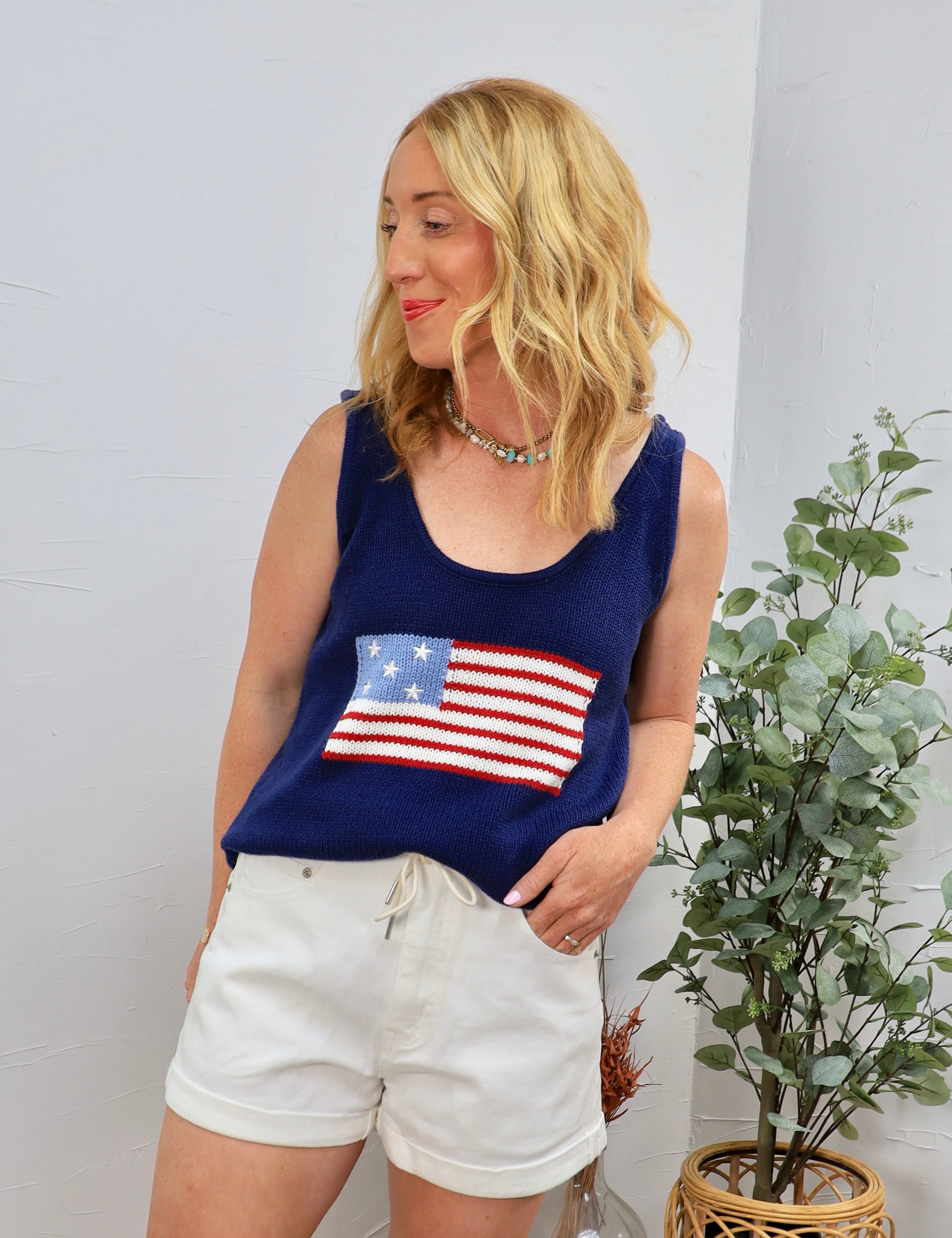 Vintage Americana Flag Top