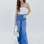 Wide leg blue denim 