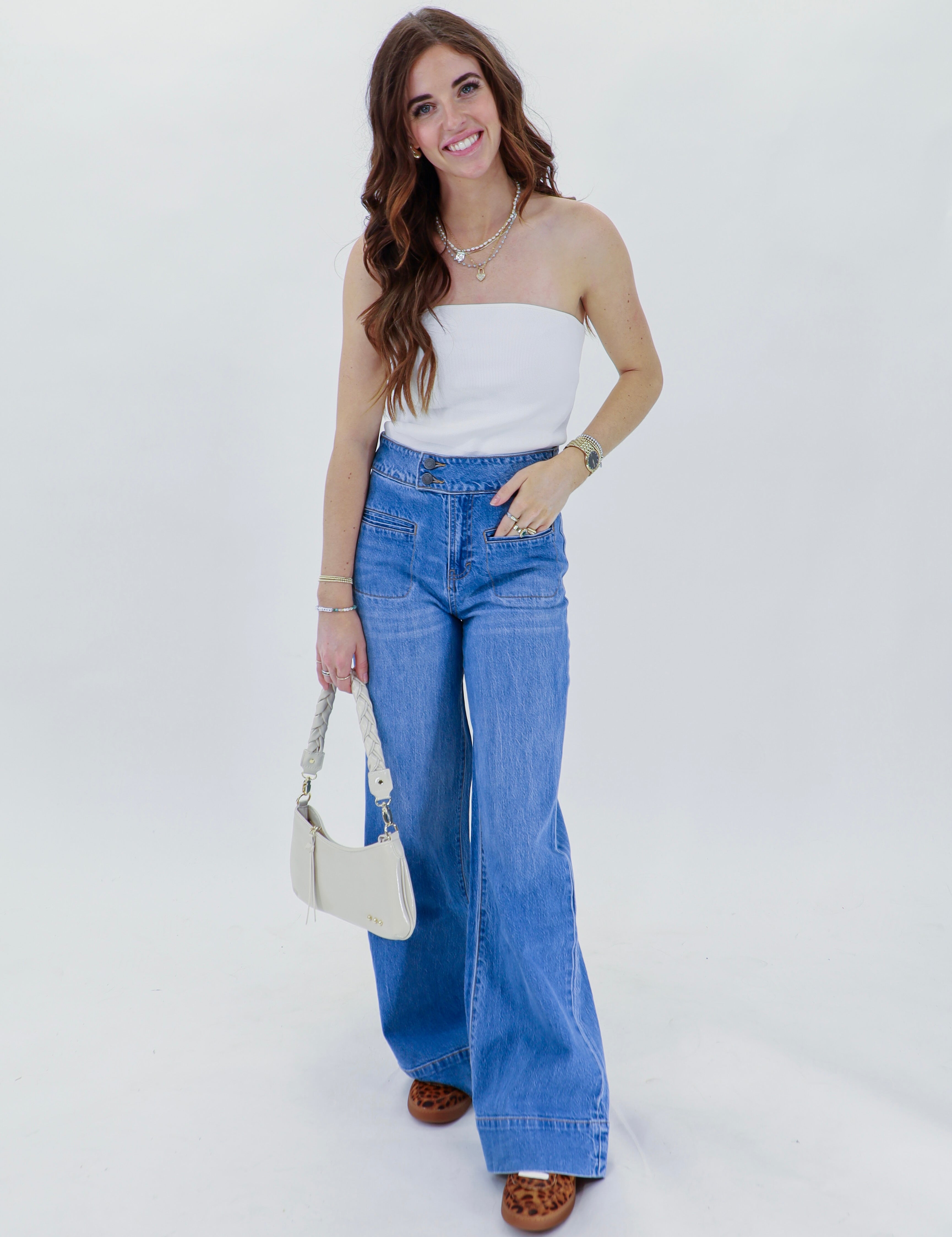 Wide leg blue denim 