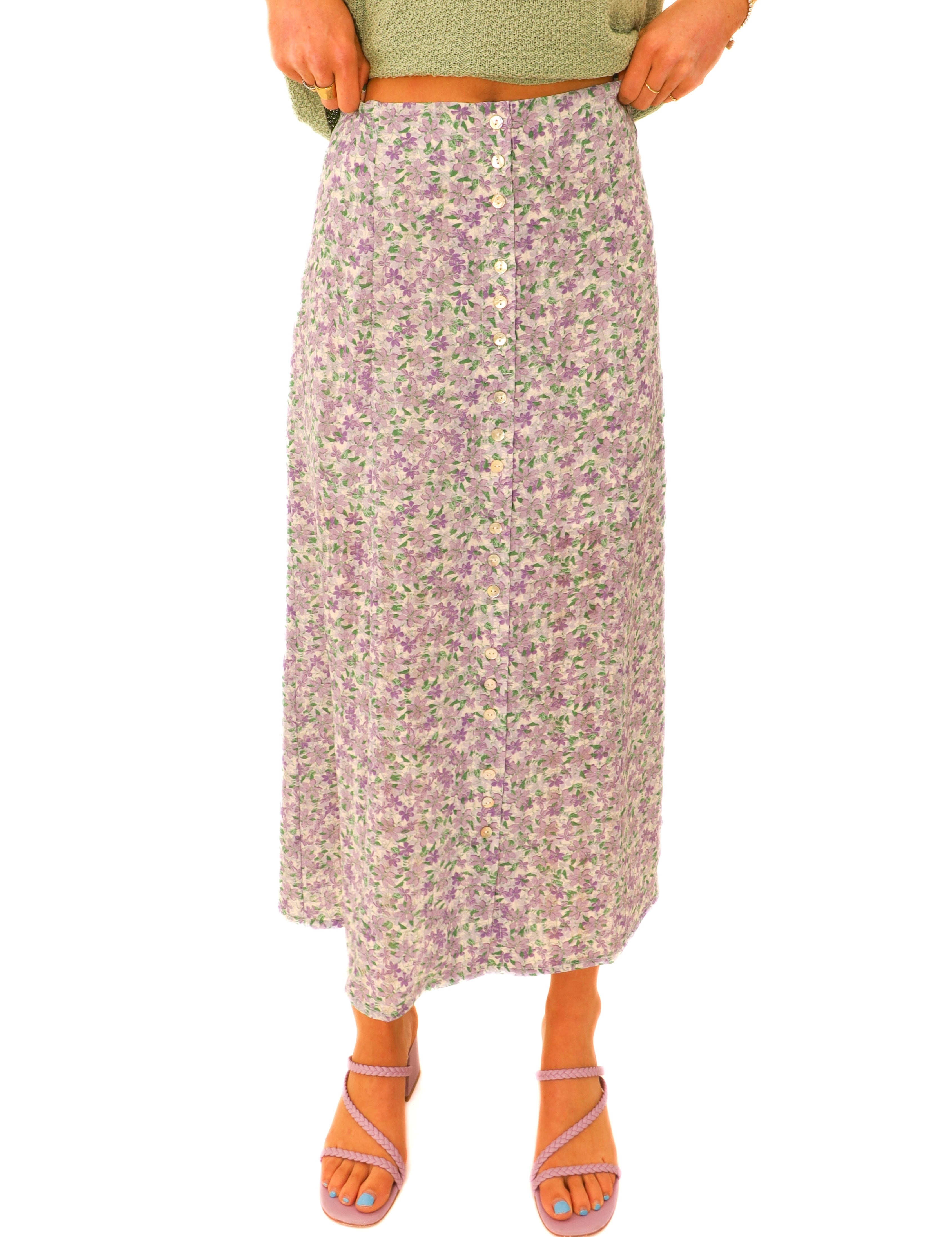 Floral skirt with buttons 