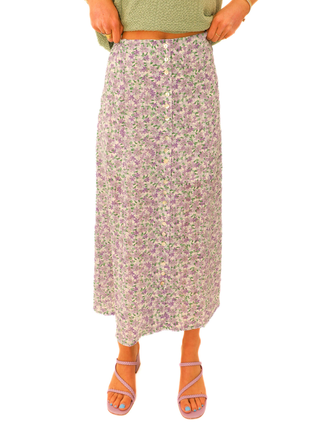 Floral skirt with buttons 