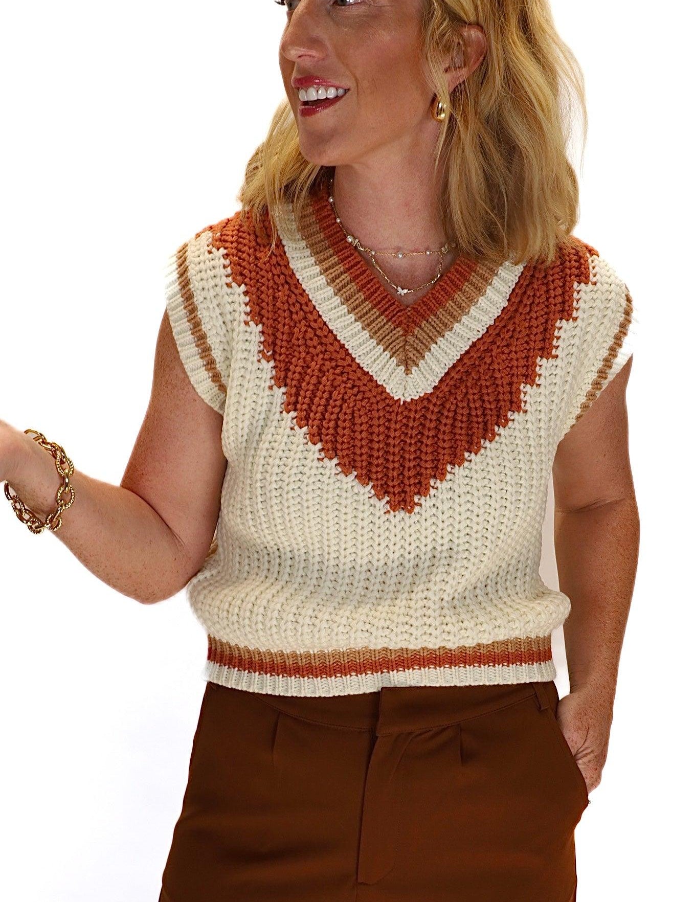 Listen Up Contrast Sweater Vest - Alden+Rose LLC 