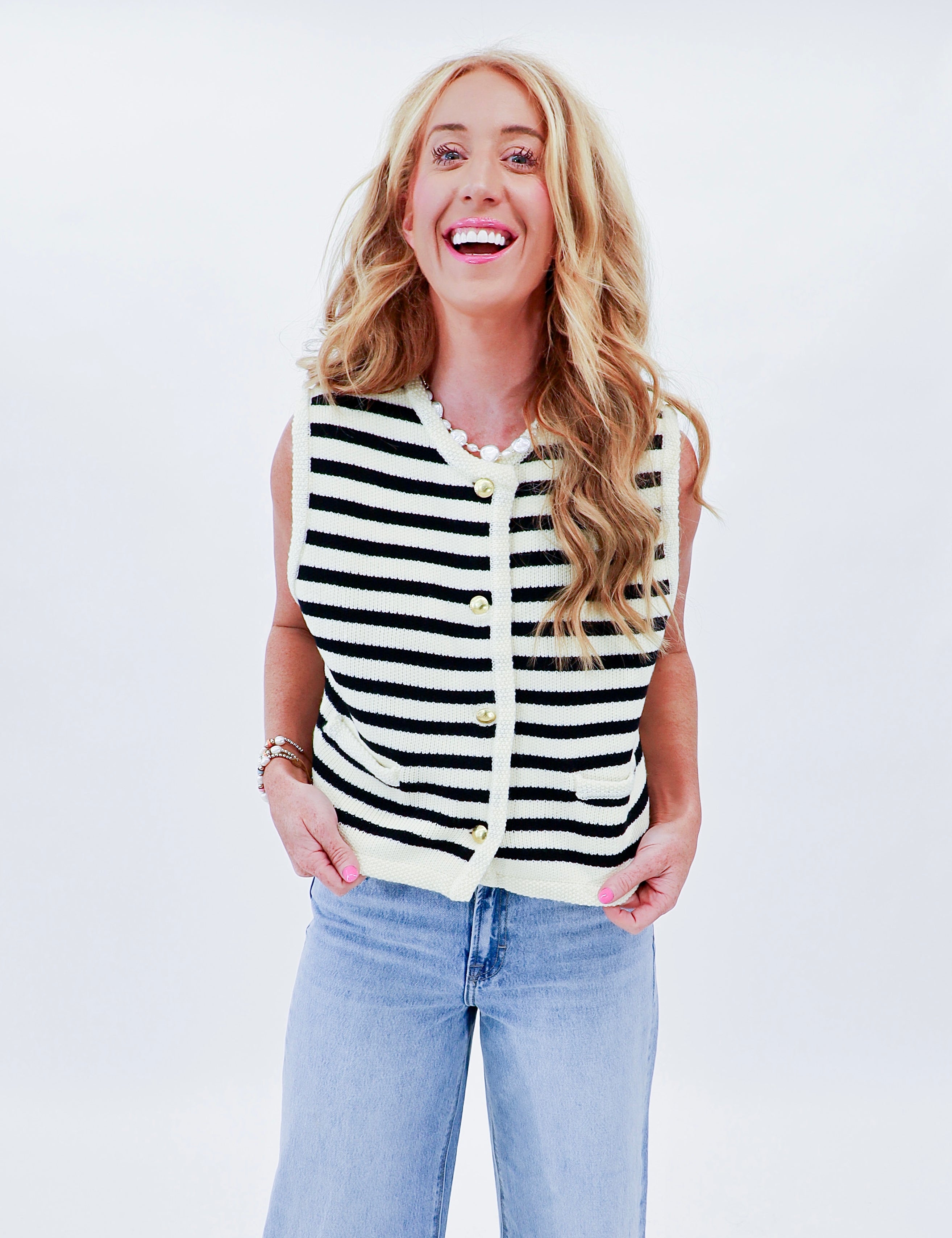 Elle Striped Sweater Vest