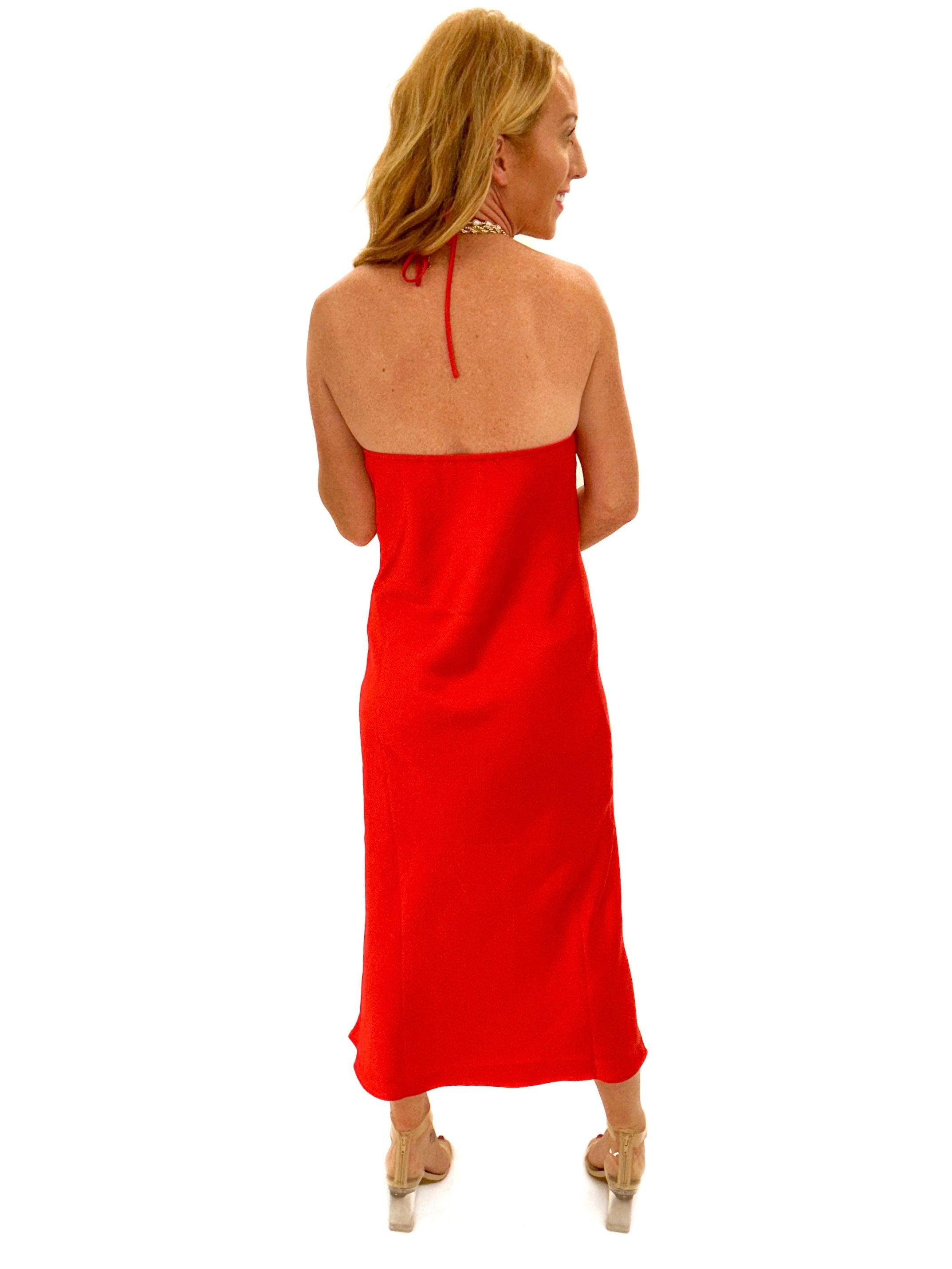 Red halter top dress 