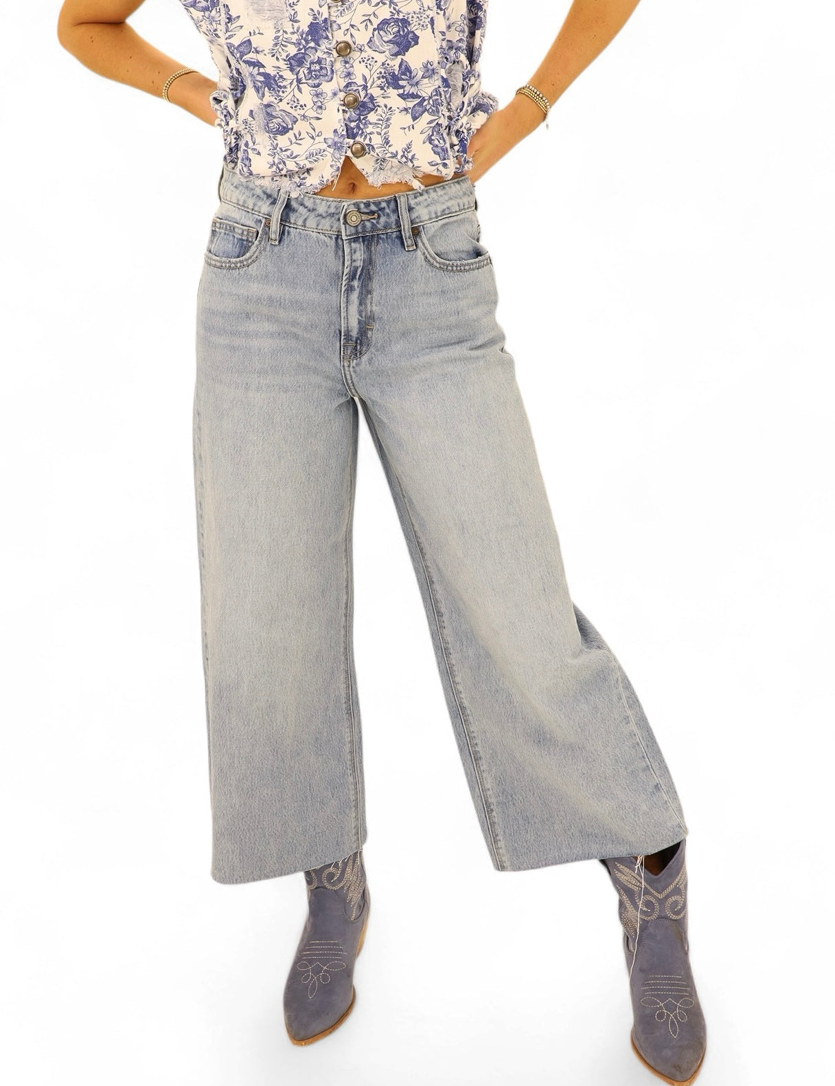 Cropped denim jeans 