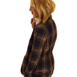 structured plaid blazer with elastic waistline