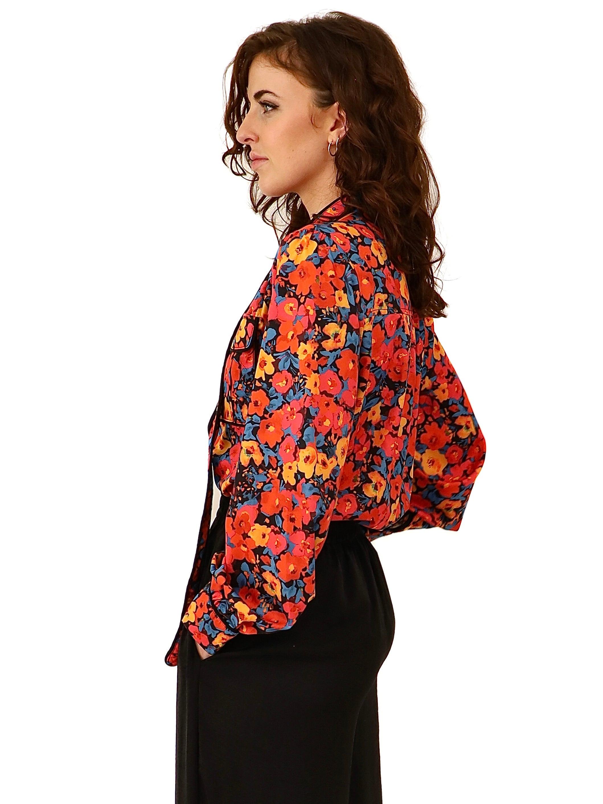 Grazino Floral Satin Top - Alden+Rose LLC 