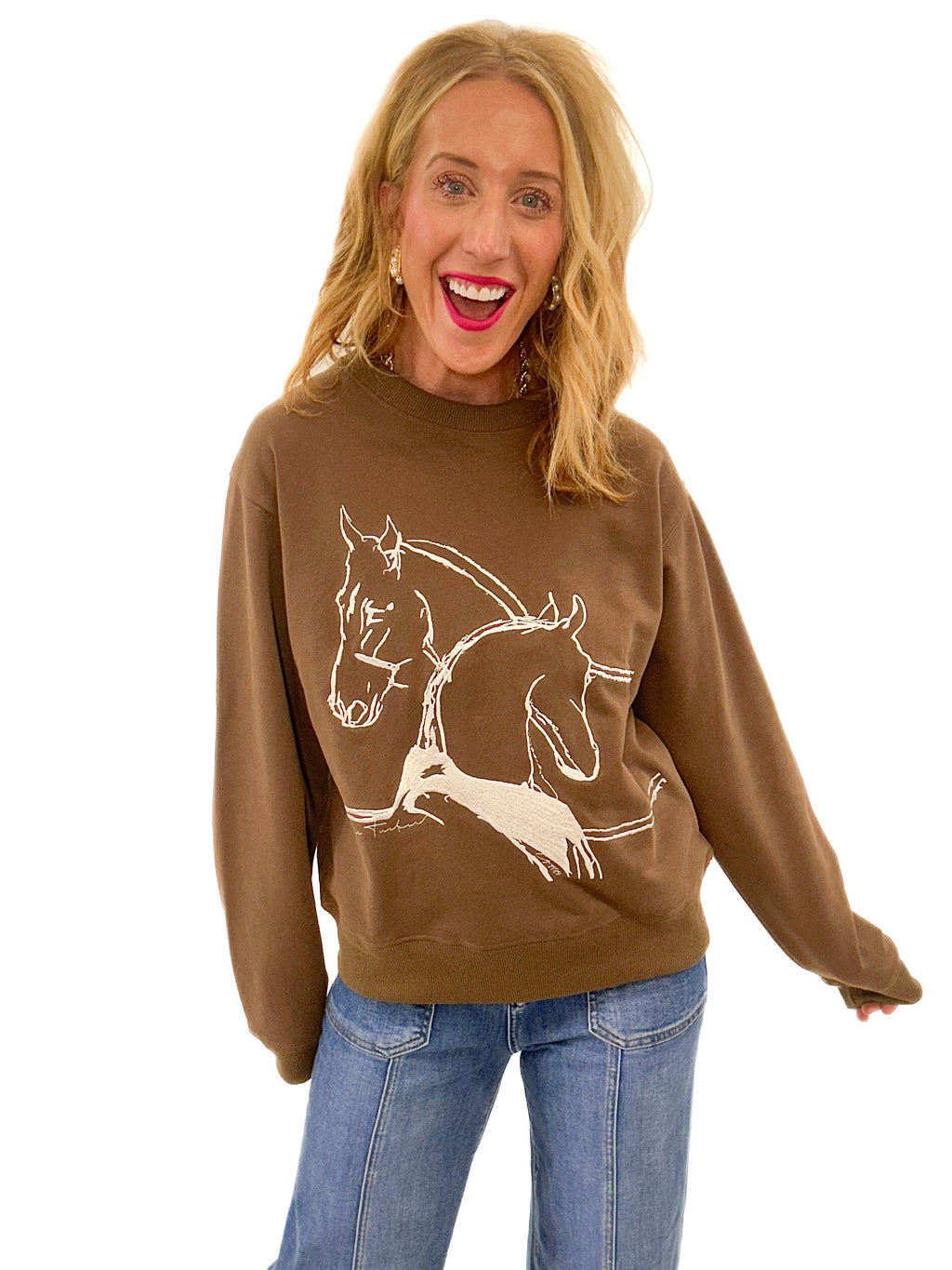 Horse Play Sweater In Brown